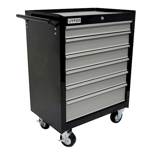 Urrea H-Series Roller Cabinet, 6 Drawer, Black, Steel, 27 in W x 37 in D x 18 in H H27M6 - main